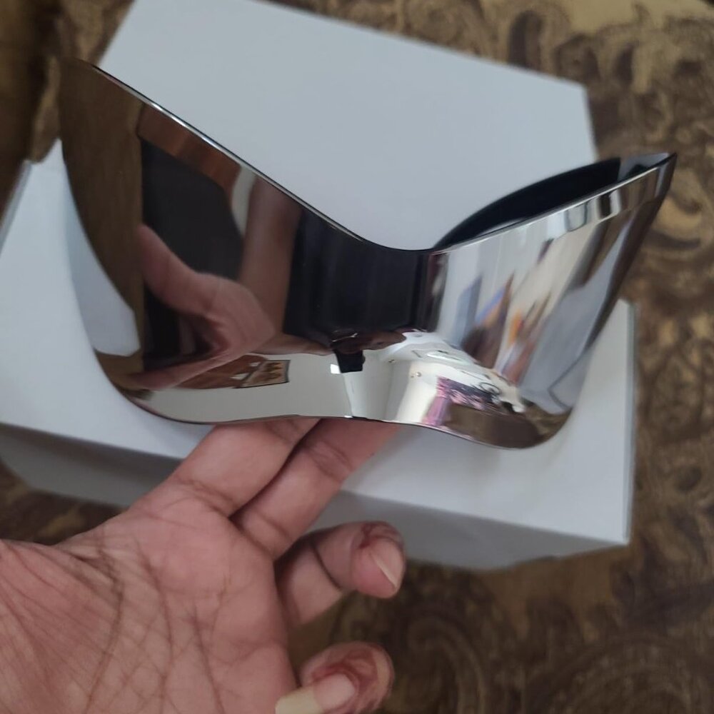 Neiman Marcus Luxury Oversized Shield Futuristic Sunglasses
